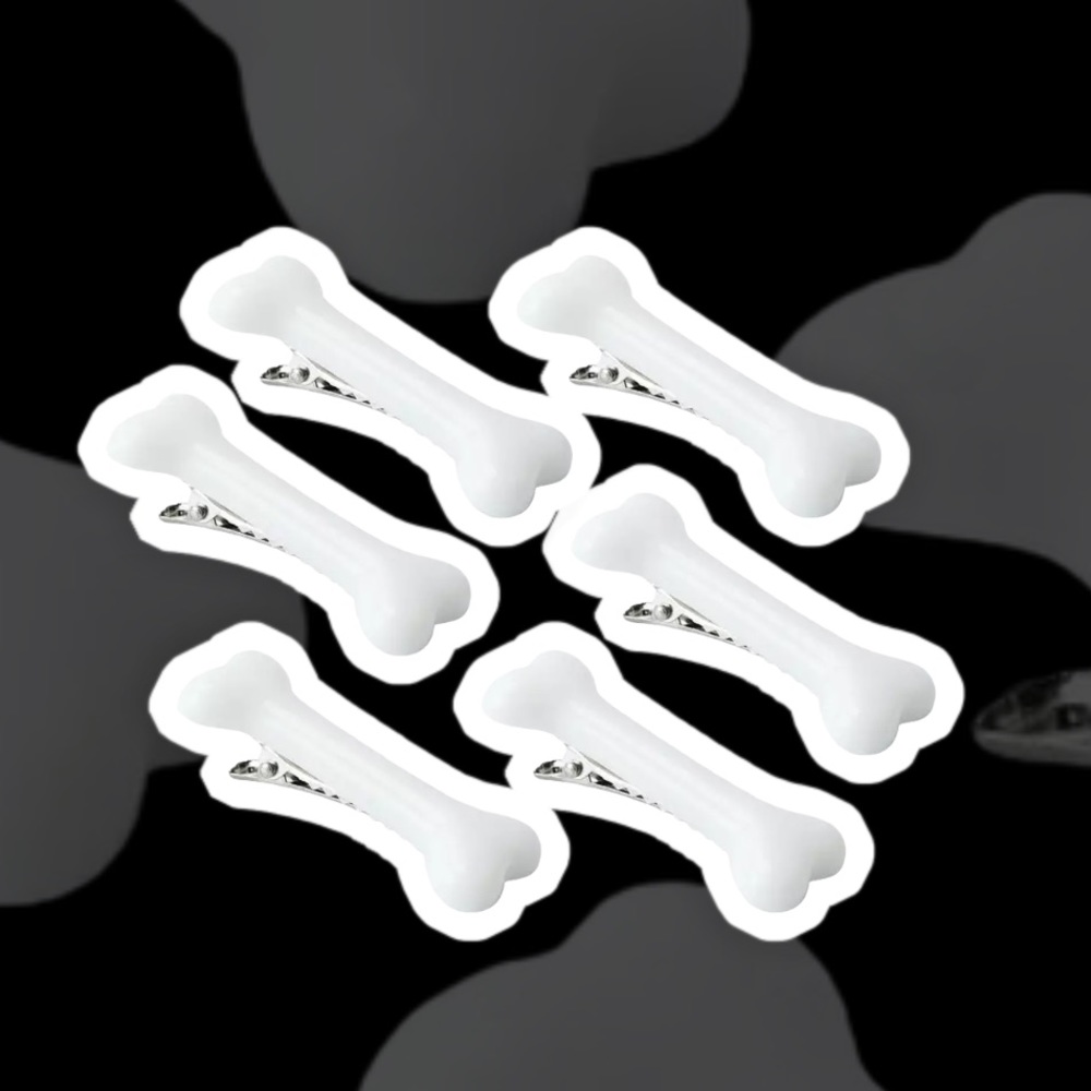 Pair of White Bone Hair Clips